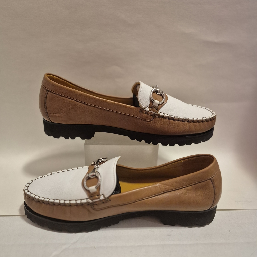 Robert Zur Brown and White Leather Loafers